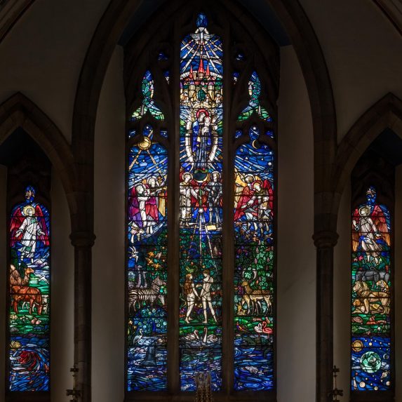 Complete view of The Redemption of Creation window by M. E. Aldrich Rope, Church of St Chad, Far Headlingley, Leeds | Photo: Peter Hildebrand