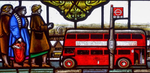 F. W. Cole & Kenneth Bunton, detail from nave windows (1960-61), Christ Church, Southwark, London. | Photo: Jane Brocket