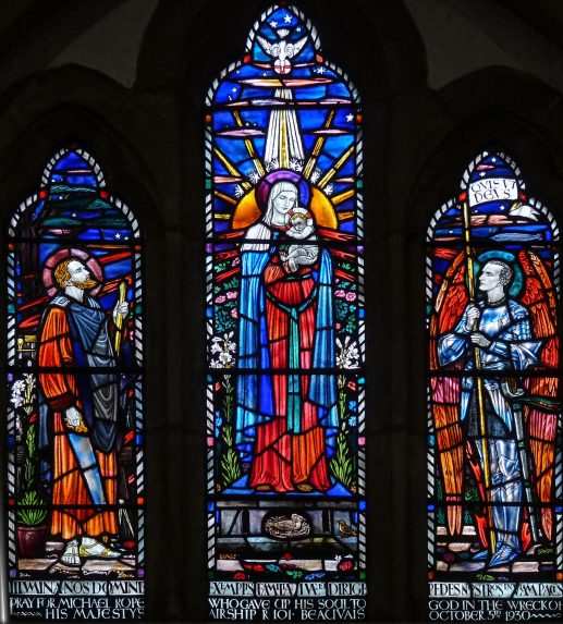 Margaret Agnes Rope, original liturgical east window (1931), Catholic Church of the Holy Family and St Michael, Kesgrave, Suffolk | Photo: Arthur Rope