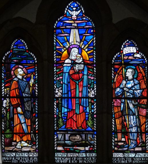 Margaret Agnes Rope, original liturgical east window (1931), Catholic Church of the Holy Family and St Michael, Kesgrave, Suffolk Margaret Agnes Rope, original liturgical east window (1931), Catholic Church of the Holy Family and St Michael, Kesgrave, Suffolk | Photo: Arthur Rope