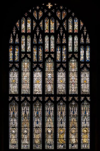 Designer and glass painter Patrick Reyntiens and glass maker Barley Studio, Angel window (1996), Southwell Minster, Nottinghamshire. Designer and glass painter Patrick Reyntiens and glass maker Barley Studio, Angel window (1996), Southwell Minster, Nottinghamshire. | Photo: Peter Hildebrand