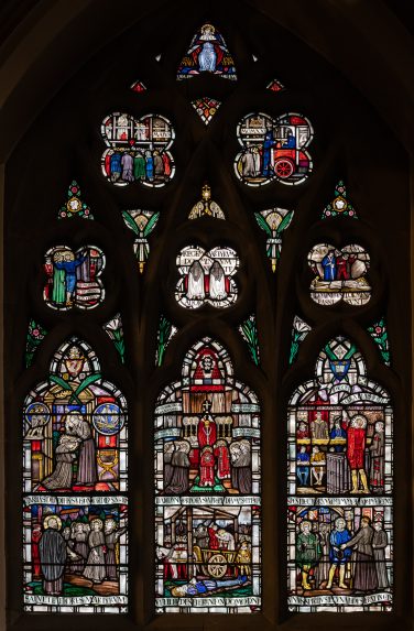 Margaret Agnes Rope, Seminary Martyrs window (early 1920s), chancel north, Shrewsbury Roman Catholic Cathedral, Shropshire. | Photo: Peter Hildebrand