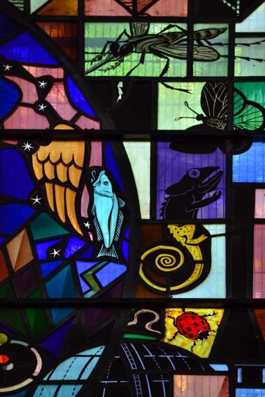 W. T. Carter Shapland, detail of north transept window (1960), Church of St Mary, Stoke Newington, London. | Photo: Jane Brocket