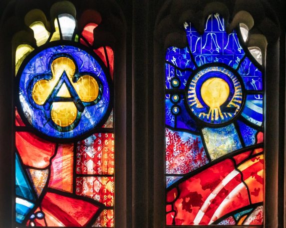 Rachel Phillips, detail of Tower west window (2020), Church of St Michael and All Angels, Blewbury, Oxfordshire. Rachel Phillips, detail of Tower west window (2020), Church of St Michael and All Angels, Blewbury, Oxfordshire. | Photo: Peter Hildebrand