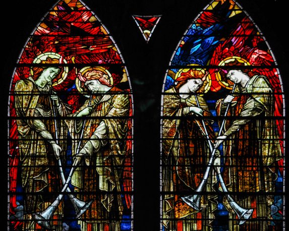 John William Brown and Thomas Ralph Spence, and O'Neil Bros., detail of west window (1888), Church of St George, Jesmond, Tyne & Wear. | Photo: Andrew Loutit