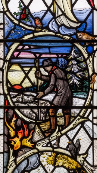 A E Buss, detail of Four Season window (1979), Church of St Matthew, Rushall, Wiltshire. A E Buss, detail of Four Season window (1979), Church of St Matthew, Rushall, Wiltshire. | Photo: Peter Hildebrand