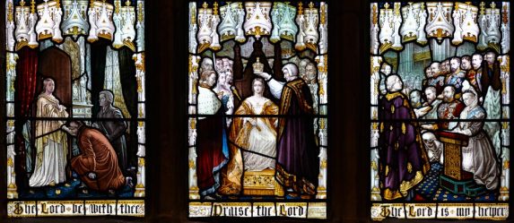 T. W. Camm and R. W. Winfield & Co., detail of Jubilee of Nations window, Great Malvern Priory, Malvern, Worcestershire. T. W. Camm and R. W. Winfield & Co., detail of Jubilee of Nations window, Great Malvern Priory, Malvern, Worcestershire. | Photo: Chris Parkinson