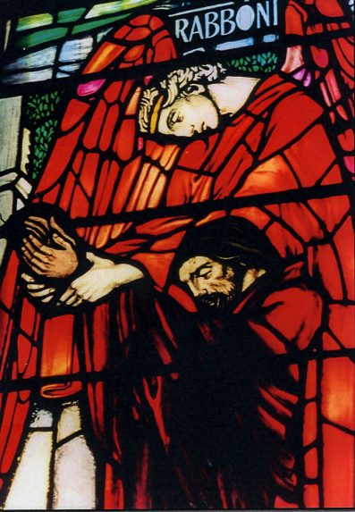 Margaret Chilton, detail of The Risen Lord & St Mary Magdalene (1955), Bearsden Cross Church, Glasgow. | Photo: Iain Galbraith