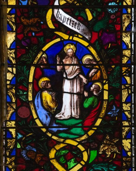 Charles Clutterbuck, detail of east window (c.1850), Church of St peter & St paul, Foxearth, Essex. | Photo: Peter Hildebrand