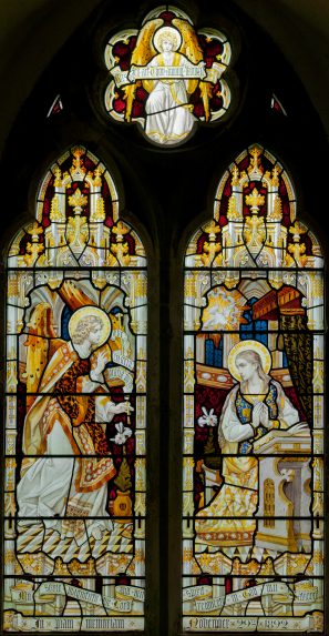 Curtis, Ward & Hughes, Annunciation window Whitmore Chapel (1893-94), Church of St Giles and All Saints, Orsett, Essex. Curtis, Ward & Hughes, Annunciation window Whitmore Chapel (1893-94), Church of St Giles and All Saints, Orsett, Essex. | Photo: Chris Parkinson