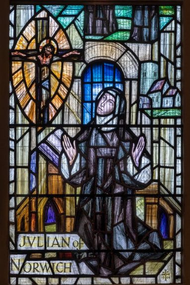 Moira Forsyth, detail from Benedictine window, Bauchon Chapel, Norwich Cathedral (1964), made by Dennis King of King & Son | Photo: Peter Hildebrand