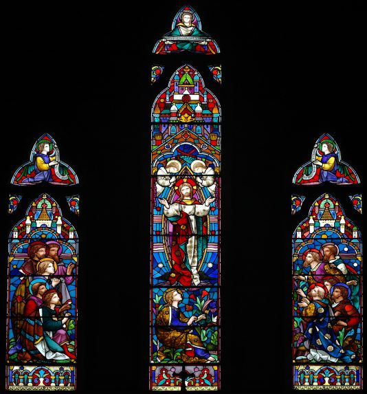 Heaton, Butler & Bayne, original chancel east window (1863), Church of St John the Evangelist, Highwood, Colchester, Essex. Heaton, Butler & Bayne, original chancel east window (1863), Church of St John the Evangelist, Highwood, Colchester, Essex. | Photo: Chris Parkinson
