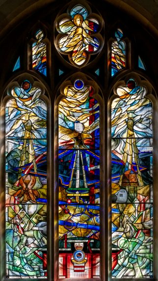 Henry Haig, RAF window (1989), Church of St Michael & All Angels, Lyneham, Wiltshire. Henry Haig, RAF window (1989), Church of St Michael & All Angels, Lyneham, Wiltshire. | Photo: Peter Hildebrand