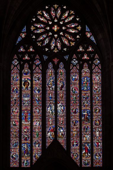 John Hardman & Co., The Creation and Fall west window (1875), Worcester Cathedral. | Photo: Peter Hildebrand