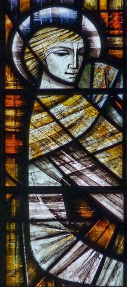 John Hayward, detail of St Michael, east window (1970), Church of St Michael & All Angels, Micheldean, Gloucestershire. John Hayward, detail of St Michael, east window (1970), Church of St Michael & All Angels, Micheldean, Gloucestershire. | Photo: Andrew Taylor