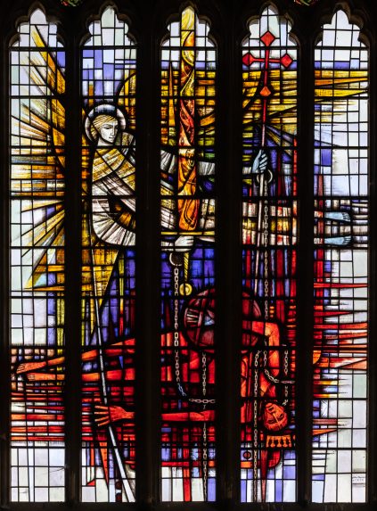 John Hayward, St Michael, east window (1970), Church of St Michael & All Angels, Micheldean, Gloucestershire. John Hayward, St Michael, east window (1970), Church of St Michael & All Angels, Micheldean, Gloucestershire. | Photo: Peter Hildebrand