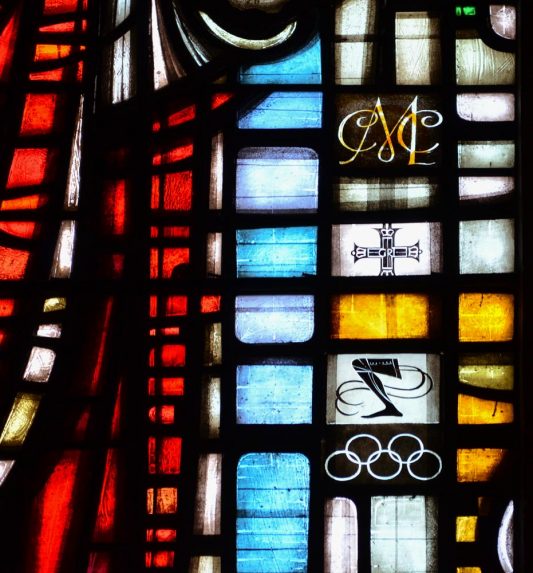 John Hayward, detail of east window (1964), St Peter's College Chapel, Oxford. John Hayward, detail of east window (1964), St Peter's College Chapel, Oxford. | Photo: Jane Brocket by kind permission of the Master