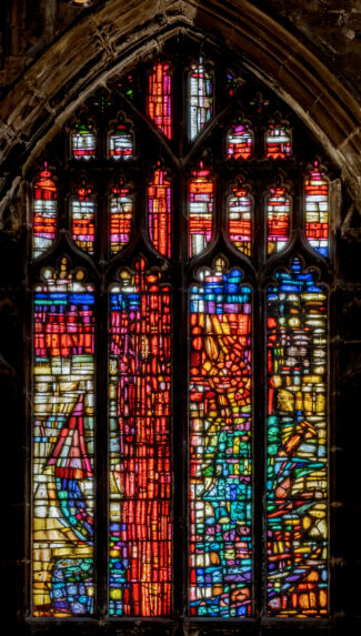 Antony Hollaway, The St George window (1972), Manchester Cathedral. | Photo: Dean and Canons, Manchester Cathedral