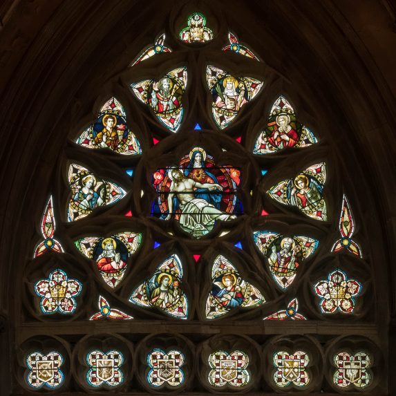 Joshua Clarke & Sons, chancel east window (1902), Cathedral Church of Our Lady of Sorrows, Wrexham. | Photo: Peter Hildebrand