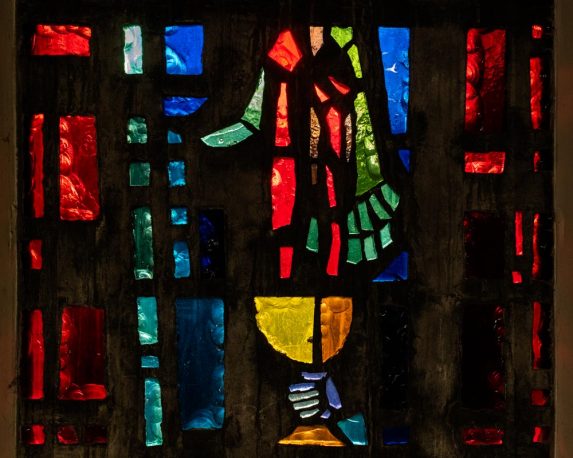 Gabriel Loire, detail from The Crucifixion east window, Roman Catholic Church of St Paul, Whiteinch, Glasgow | Photo: Peter Hildebrand