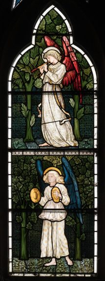 William Morris and Morris, Marshall, Faulkner & Co., Angels east window (1871), Church of St Michael and All Angels, Waterford, Hertfordshire. | Photo: Peter Hildebrand