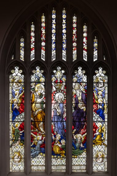 Dunstan Powell and Hardmans, The Coronation of Mary window (1930s), Catholic Church of St Mary, Derby. | Photo: Peter Hildebrand