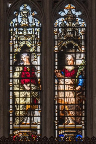 William Price the Younger, detail of south side window (1735-40), New College Chapel, Oxford. | Photo: Peter Hildebrand, Reproduced by kind permission of the Warden and Scholars of New College, Oxford