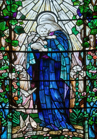 Theodora Salusbury, detail of central apse window (1924), Church of St John the Baptisit, Honiley, Warwickshire. | Photo: Andrew Loutit