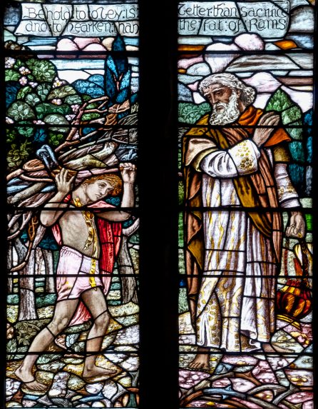 Christopher Whall and J & W Guthrie, detail of Abraham and Isaac window (1892-93), Clark Memorial Church, Largs, N Ayrshire. Christopher Whall and J & W Guthrie, detail of Abraham and Isaac window (1892-93), Clark Memorial Church, Largs, N Ayrshire. | Photo: Andrew Loutit