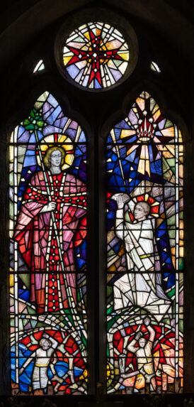 Lawrence Lee, 'Guide Me O Thou Great Jehovah', chancel east window (1960), Church of St David, Betws, Ammanford, Dyfed. Lawrence Lee, 'Guide Me O Thou Great Jehovah', chancel east window (1960), Church of St David, Betws, Ammanford, Dyfed. | Photo: Peter Hildebrand