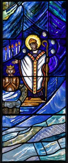 Pippa Blackall, detail of Baptism window, west window (2016), Church of St Remigius, Long Clawson, Leicestershire.