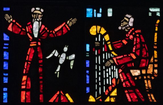 Gabriel Loire, detail of south clerestory windows (1962), St Richard of Chichester Catholic Church, Chichester, West Sussex. Gabriel Loire, detail of south clerestory windows (1962), St Richard of Chichester Catholic Church, Chichester, West Sussex. | Photo: Peter Hildebrand