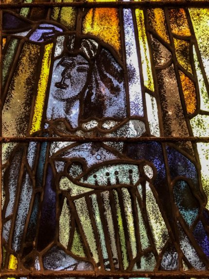 Keith New, detail of nave south window (1958), Holy Trinity Church, Coleford, Somerset. Keith New, detail of nave south window (1958), Holy Trinity Church, Coleford, Somerset. | Photo: Steve Clare