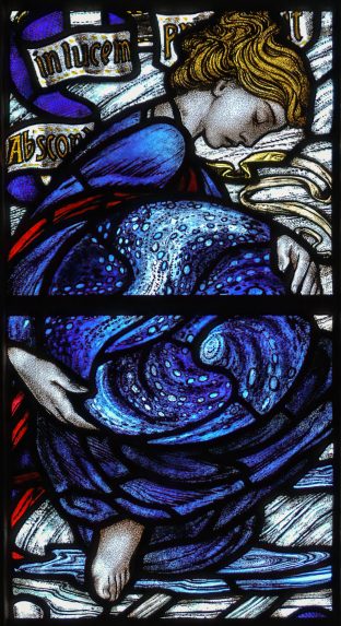 Louis Davis and James Powell & Sons, detail of Allegory, from the Benedicite windows (1915), Dunblane Cathedral, Stirling. | Photo: Ewing Wallace