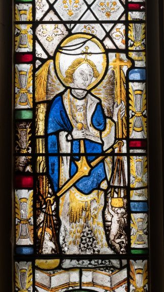 ‘Cadbury Master’, detail of nave north window (late 15th century), Church of St Michael, Doddiscombsleigh, Devon.