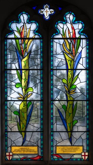 John Reyntiens, Bishop Michael Mann window (2014), Church of St Peter, Farmingtom, Gloucestershire. | Photo: Peter Hildebrand