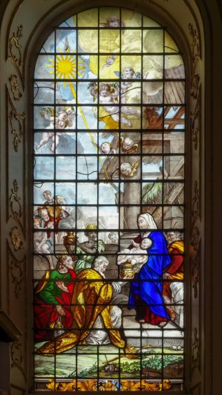 Joshua Price, The Nativity window (1719-21), Church of St Michael and All Angels, Great Witley, Worcester. | Photo: Peter Hildebrand