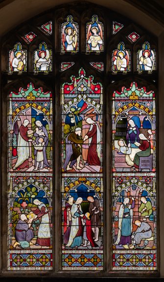 Frederick Preedy, 'Corporal Acts of Marcy' south nave window (1872), Church of St Mary, Gunthorpe, Norfolk. | Photo: Peter Hildebrand