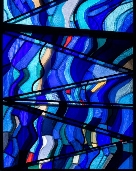 John Maine and Derix Glasstudios, detail of Ascension window (2017), Hereford Cathedral. | Photo: Peter Hildebrand