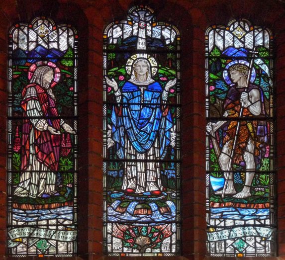 Margaret Agnes Rope, Saints Elizabeth, Mary and John the Baptist window (1928-31), Holy Name of Jesus Catholic Church, Birkenhead, Wirral. | Photo: Arthur Rope