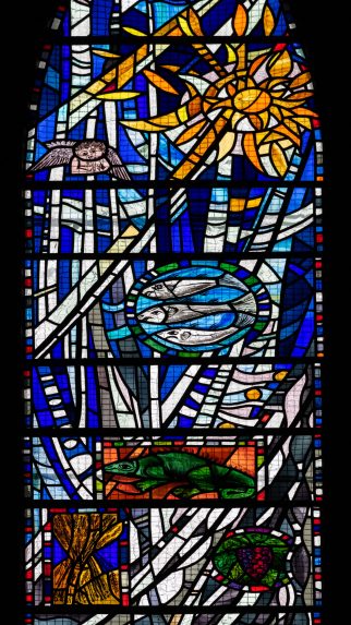 Sax Shaw, detail of Creation window (1969), Hyndland Parish Church, Glasgow. | Photo: Peter Hildebrand