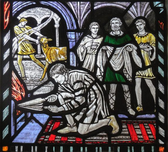 Margaret Agnes Rope, detail of Prodigal Son window (1915), Catholic Church of St Mary, Lanark, Lanarkshire. Margaret Agnes Rope, detail of Prodigal Son window (1915), Catholic Church of St Mary, Lanark, Lanarkshire. | Photo: Arthur Rope