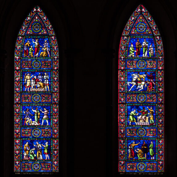 George Hedgeland, detail of south transept south wall windows (1857), Lincoln Cathedral. | Photo: Peter Hildebrand