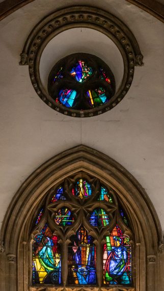 John Piper and Patrick Reyntiens, east window (1959), Llandaff Cathedral, Cardiff. | Photo: Peter Hildebrand