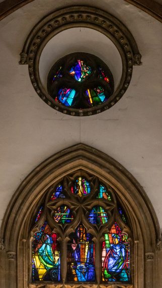John Piper and Patrick Reyntiens, east window (1959), Llandaff Cathedral, Cardiff. John Piper and Patrick Reyntiens, east window (1959), Llandaff Cathedral, Cardiff. | Photo: Peter Hildebrand