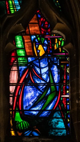 John Piper and Patrick Reyntiens, detail of east window (1959), Llandaff Cathedral, Cardiff. John Piper and Patrick Reyntiens, detail of east window (1959), Llandaff Cathedral, Cardiff. | Photo: Peter Hildebrand