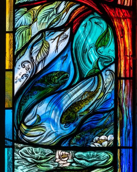 Jude Tarrant, detail of Four Seasons window (2015), Church of St Nicholas, Longparish, Andover, Hampshire. | Photo: Peter Hildebrand