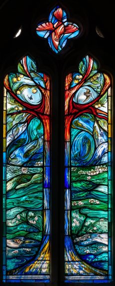 Jude Tarrant, Four Seasons window (2015), Church of St Nicholas, Longparish, Andover, Hampshire. | Photo: Peter Hildebrand
