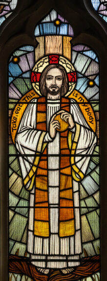 Rachel Mulligan, detail of north aisle west window (2025), All Saints, Benhilton, London. | Photo: Peter Hildebrand