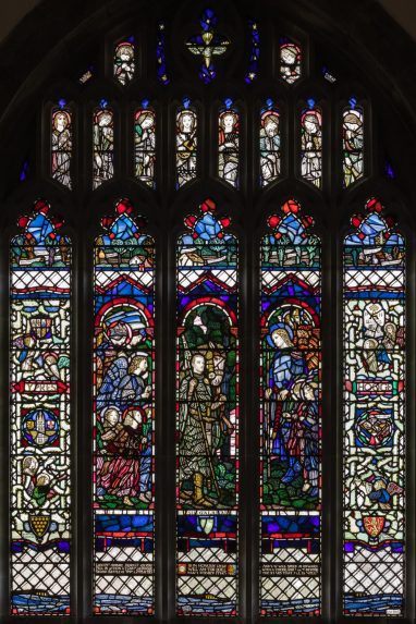 Robert Anning Bell and Lowndes & Drury, chancel east window (1917), Church of St Pol de Léon, Paul, Nr Penzance, Cornwall. | Photo: Peter Hildebrand